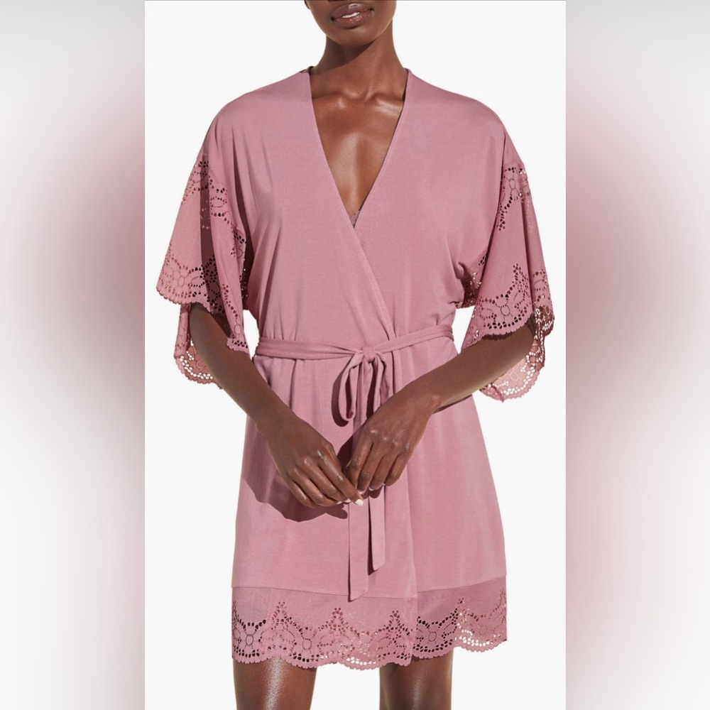 Eberjey Beatrix Robe in Foxglove Pink